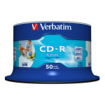 Verbatim cd - r azo wide inkjet printable no id, 52x, cd - r, 120 mm, 700 mo, bo�te � g�teaux, 50 pi�ce(s) ...