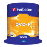 Verbatim dvd - r matt silver, dvd - r, 120 mm, fuseau, 100 pi�ce(s), 4, 7 go 43549