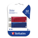 Verbatim pack de 2 cls usb 2. 0 32go rouge / bleue rtractable 49327