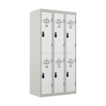 Vestiaire mtal avantage 2 casiers par colonne - 3 colonnes l. 90 cm - corps gris - portes blanc