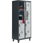 Vestiaire mtal avantage 4 casiers par colonne - 2 colonnes l. 80 cm - corps anthracite - portes gris ...