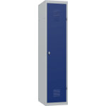 Vestiaire m�tal budget industrie salissante - �l�ment d�part l. 40 cm - corps gris - porte bleu