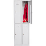 Vestiaire mtal budget monobloc 2 colonnes l. 60 cm - 4 casiers - gris