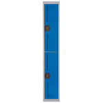 Vestiaire mtal team color 2 casiers - 1 colonne l. 30 cm - corps gris - portes bleu