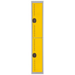 Vestiaire mtal team color 2 casiers - 1 colonne l. 30 cm - corps gris - portes jaune