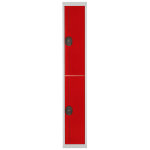 Vestiaire mtal team color 2 casiers - 1 colonne l. 30 cm - corps gris - portes rouge