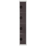Vestiaire mtal team color 4 casiers - 1 colonne l. 30 cm - corps gris - portes anthracite