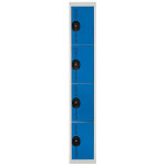 Vestiaire mtal team color 4 casiers - 1 colonne l. 30 cm - corps gris - portes bleu