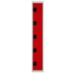 Vestiaire mtal team color 5 casiers - 1 colonne l. 30 cm - corps gris - portes rouge
