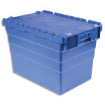 Viso bac de rangement navette 78l polypropylne bleu, gerbable et embotable, poignes, dim 60x40x41, ...