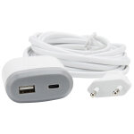 Watt & co rallonge c�ble de 3 m avec embout chargeur rapide usb - a 18w + usb - c 30w - blanc