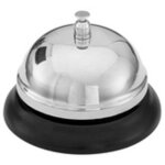 Cloche de table, sonnette en m�tal, socle noir