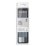 Winsor & newton studio collection - bote mtal 6 crayons fusains assortis