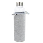 Yoko design bouteille en verre transparent yoko design, 500 ml, avec pochette grise en noprne