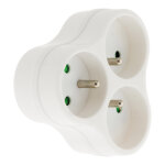 Zenitech multiprise murale bloc de 3 prises secteurs dipos�es en triangle - triplite 16a blanche