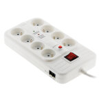Zenitech multiprise parafoudre 8 prises secteur 16a + prise tv / tnt / tel / adsl - avec interrupteur ...