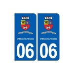 06 ch�teauneuf - grasse blason ville autocollant plaque stickers - couleur : arrondis - angles : arrondis ...
