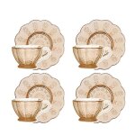 1:6 mini mod�le de meubles en verre texture tasses et soucoupes combinaison d'accessoires, marron