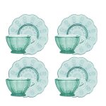 1:6 mini modèle de meubles en verre texture tasses et soucoupes combinaison dâ¿accessoires, vert 1:6 mini modèle de meubles en verre texture tasses et soucoupes combinaison dâ¿accessoires, vert