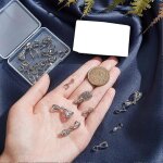 1 bote de 35 fermoirs a pince en laiton argent, style filigrane, avec anneaux de suspension, pour pendentifs ...