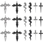 1 bote de 48 breloques epe, 8 styles, breloque couteau argent, alliage vintage, style gothique noir, ...