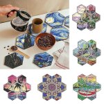 1 ensemble de sous - verre de peinture au diamant avec support creative exquise diy diamond painting ... 1 ensemble de sous - verre de peinture au diamant avec support creative exquise diy diamond painting ...