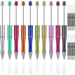 10 pcs en plastique perle stylo a bille stylo perle stylos avec 10 ps recharge pour enfants bricolage ...