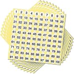 100 feuilles etiquettes num�riques autocollants 1 - 100 num�ros autocollants ronds