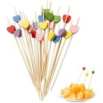 100 pcs coeur cocktail pics btonnets a cocktail bambou naturel pics a cocktail pics a la main
