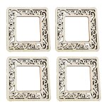 100x pices de cadre en bois mdf dcoup grav plaque vierge bricolage artisanat embellissement carr ...