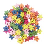 100pcs cartoon star wooden sewing buttons 2 hole for scrapbooking cardmaking