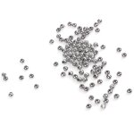 100pcs perles en acier inoxydable ronde argent tone 4mm