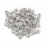 100pcs / set alliage strass l�che breloque entretoise perle pour la fabrication de bijoux (argent 8mm) ...