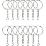 100pcs split key ring avec cha�ne 1 pouce, split key ring avec cha�ne en m�tal de couleur argent�e split ...