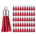 100pcs tassels faux cuir pompon pendentifs dcoration pour la fabrication de fournitures (rouge)