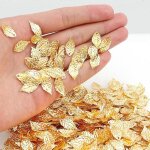 100pieces / lot or / m�tal breloques estampage feuille boucle d'oreille breloques pendentifs bricolage ...