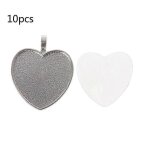 10pcs coeur lunettes pendentif plateaux avec verre cabochon dme tuiles fabrication de bijoux