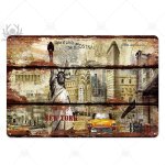11. 8x15. 7 pouces - affiche vintage new york, plaque mtallique rtro britannique, caf, bar, maison, ...