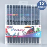 12 couleurs stylos pinceau a double pointe avec feutre fin de 0, 4 mm et marqueurs dart a pointe de ...