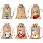 ¿s)12 pack de la toile de jute sacs de no�l avec cordon de serrage