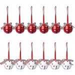 12 pcs grand pendentif cloche de nol set diy christmas jingle bells craft metal
