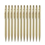12 pcs or mince stylos a bille encre noire 1 mm point moyen mtallique rtractable stylos pour les etudiants ...