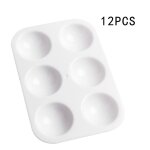 12 pcs palettes de peinture blanc 6 puits rectangulaire aquarelle palette peinture plateau