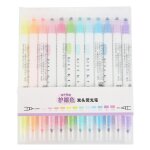 12 pcs / set papeterie japonaise doublure douce double tte fluorescent stylo fluorescent marqueur stylo ...