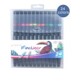 12 pices 24 pices lisse ecriture dessin liner coloriage double tte peinture outil fineliner stylo ...