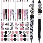 12 pices stylo a bille en plastique, perles stylos perlables, stylos perls avec perles, kit de fabrication ...