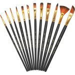 12 pinceaux peinture acrylique, nylon art pinceaux fin stylos a pointe lisse, corps du stylo en bois ...
