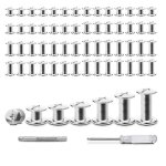120 jeux de vis de reliure a rivets en cuir attaches matrielles pour ceintures, portefeuilles, sacs, ...