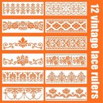 12pc fleur bordure pochoirs r�utilisables pour bricolage pochoirs artisanaux, 12x3. 9in