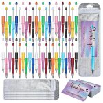 150 pi�ces perlables stylos kit, couleurs en plastique perl� stylos a bille en vrac feuille de remerciement ...